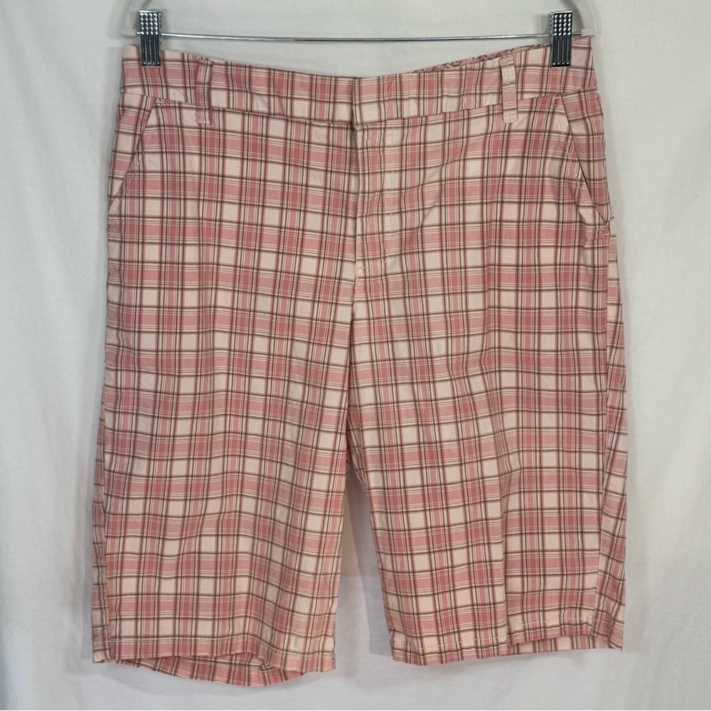 Caribbean Joe Shorts Womens 10 Pink Olive Plaid Bermuda 32x12 Resortwear Preppy